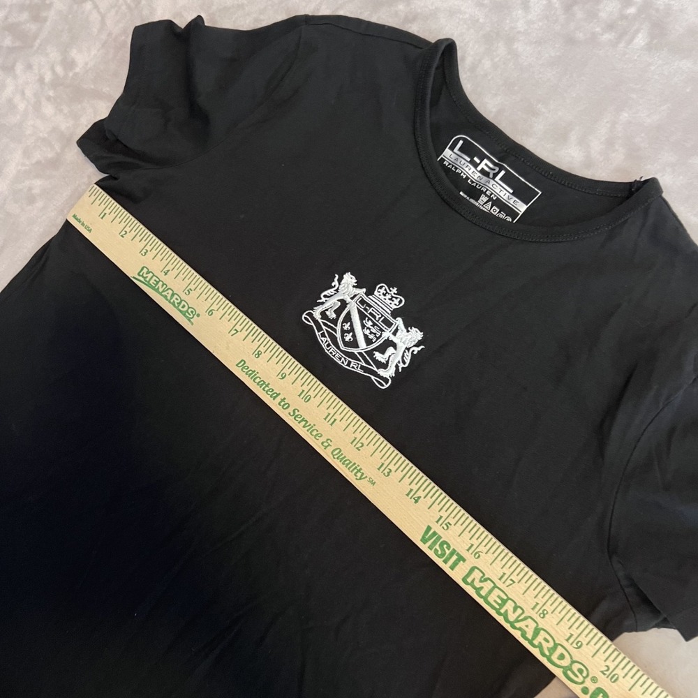 Lauren Ralph Lauren Top Womens Large Black Crest Embroidered Preppy Ivy League - Picture 6 of 9